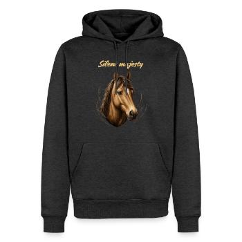 Silent Majesty Horse T-Shirt Design  - Men's Premium Hoodie - heather anthracite - Front - Thijin (182cm) & Raik (115cm)