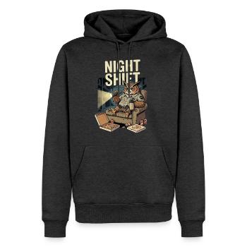 Night Shift Security Owl Pizza Lover Art - Men's Premium Hoodie - heather anthracite - Front - Thijin (182cm) & Raik (115cm)