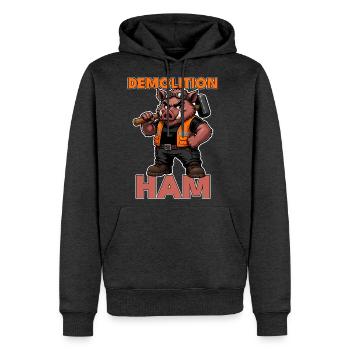 Demolition Ham Funny Wild Boar Construction Pun - Men's Premium Hoodie - heather anthracite - Front - Thijin (182cm) & Raik (115cm)