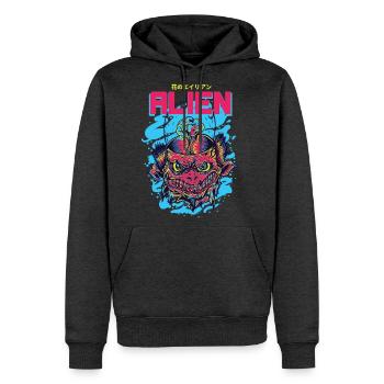 Neon Flower Alien Portrait - Men's Premium Hoodie - heather anthracite - Front - Thijin (182cm) & Raik (115cm)