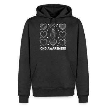 CHD Heart Awareness Hearts - Men's Premium Hoodie - heather anthracite - Front - Thijin (182cm) & Raik (115cm)