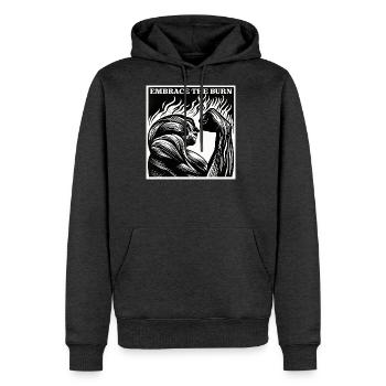 Embrace the Burn Flame Fury - Men's Premium Hoodie - heather anthracite - Front - Thijin (182cm) & Raik (115cm)