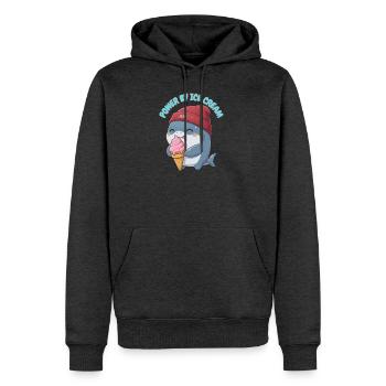 Power By Ice Cream Shark! - Men's Premium Hoodie - heather anthracite - Front - Thijin (182cm) & Raik (115cm)