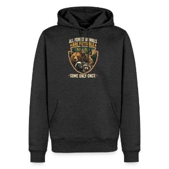 Tous les animaux de la forêt ne sont caressables qu’une seule fois - Molleton à capuche Premium pour homme - anthracite chiné - Devant - Thijin (182cm) & Raik (115cm)