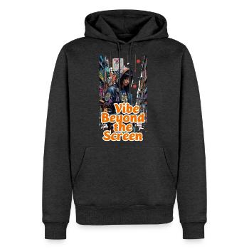 Vibe beyond the screen  - Men's Premium Hoodie - heather anthracite - Front - Thijin (182cm) & Raik (115cm)