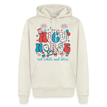 NICU Red White And Blue 4th of July Patriotic - Men's Premium Hoodie - off white - Front - Nico (187cm) & Julia (174cm)
