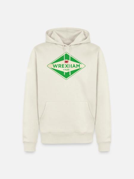 Wrexham Green Diamond Logo - Men's Premium Hoodie - off white