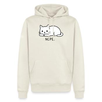 Nope Funny Cute Cat Loaf Minimalist Line Art - Men's Premium Hoodie - off white - Front - Nico (187cm) & Julia (174cm)