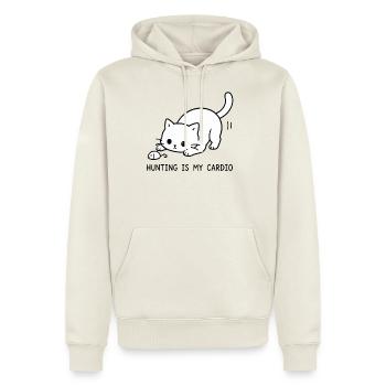 Hunting Is My Cardio Cute Cat Toy Mouse Minimalist - Men's Premium Hoodie - off white - Front - Nico (187cm) & Julia (174cm)