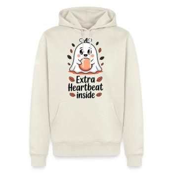 Halloween Pregnancy Heartbeat Pregnancy Reveal  - Men's Premium Hoodie - off white - Front - Nico (187cm) & Julia (174cm)