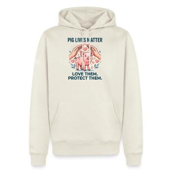 Pig Lives Matter: Protect Pigs - Men's Premium Hoodie - off white - Front - Nico (187cm) & Julia (174cm)