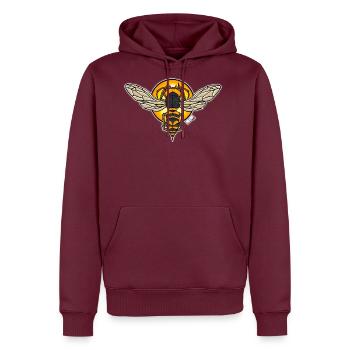 Sunlit Hornet Emblem - Men's Premium Hoodie - burgundy - Front - Nico (187cm) & Julia (174cm)