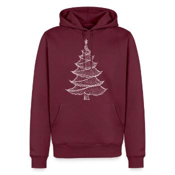 Merry Christmas Pine Tree Drawing Print - Men's Premium Hoodie - burgundy - Front - Nico (187cm) & Julia (174cm)
