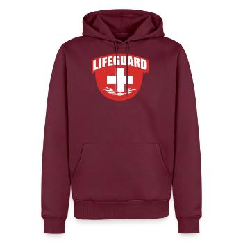 Lifeguard Rescue Badge - Men's Premium Hoodie - burgundy - Front - Nico (187cm) & Julia (174cm)