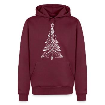 Merry Christmas Pine Tree Drawing Print - Men's Premium Hoodie - burgundy - Front - Nico (187cm) & Julia (174cm)