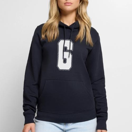 White Number 6 – Varsity Font - Men's Premium Hoodie