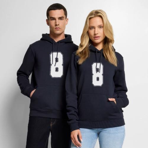 White Number 8 – Varsity Font - Men's Premium Hoodie