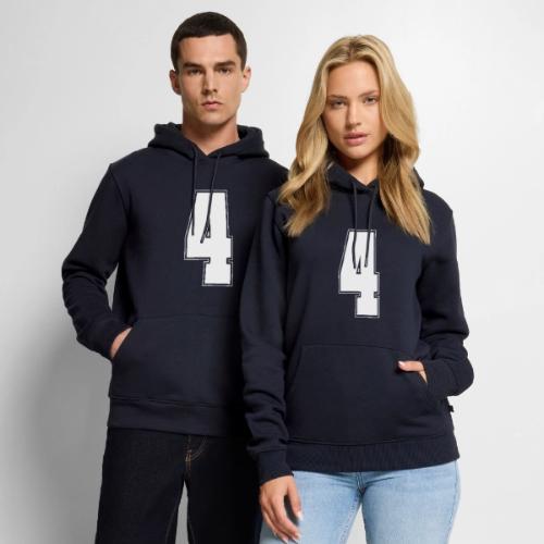 White Number 4 – Varsity Font - Men's Premium Hoodie