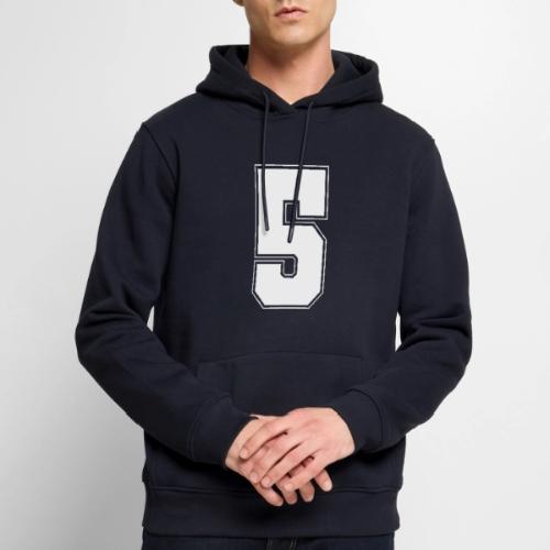 White Number 5 – Varsity Font - Men's Premium Hoodie