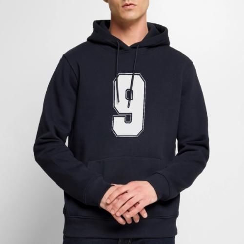 White Number 9 – Varsity Font - Men's Premium Hoodie