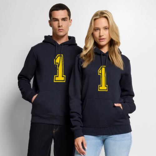 Number 1 in a classic athletic collegiate font - Men's Premium Hoodie