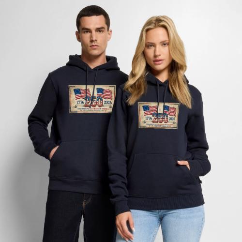 USA 250th Anniversary Flags Emblem - Men's Premium Hoodie