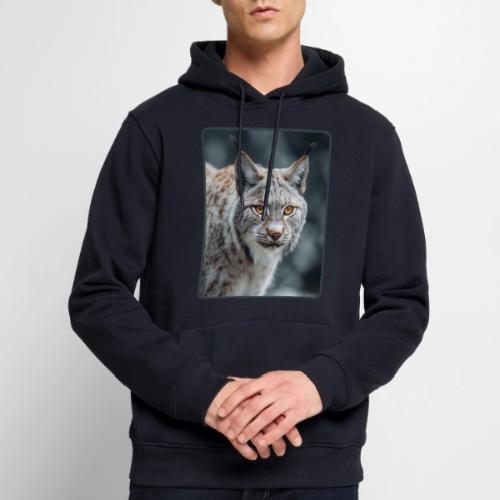 Lynx Portrait Piercing Eyes Design - Men's Premium Hoodie