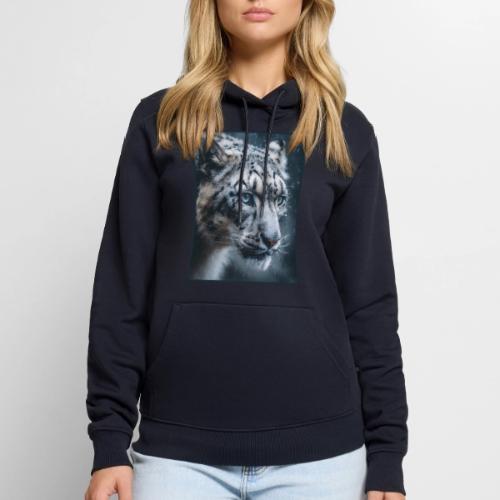 Snow Leopard Blue Eyes Design - Men's Premium Hoodie