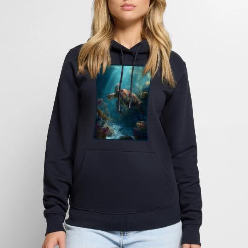 Sea Turtle Coral Reef Design - Men's Premium Hoodie