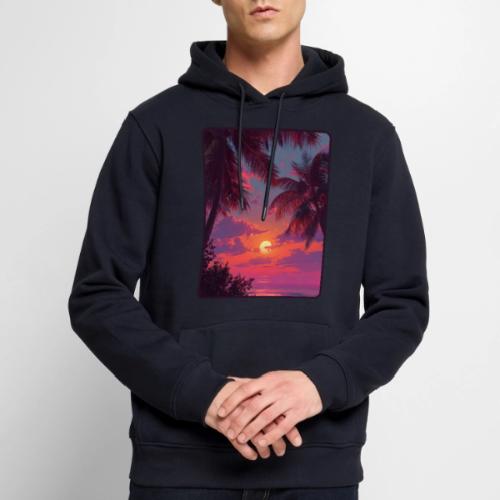 Tropical Sunset Palm Silhouette Design - Men's Premium Hoodie