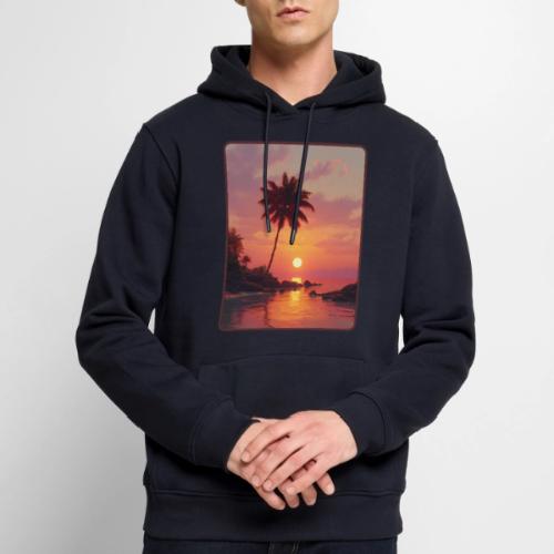Tropical Beach Sunset Palm Design - Men's Premium Hoodie