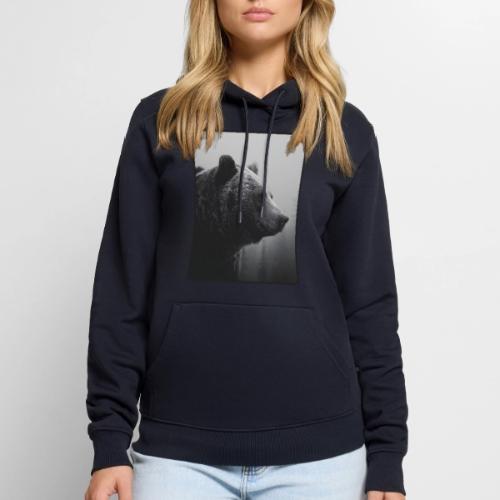 Grizzly Bear Black White Portrait Design - Men's Premium Hoodie