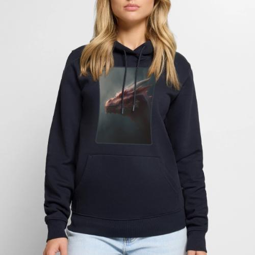 Red Dragon Fog Portrait Design - Men's Premium Hoodie