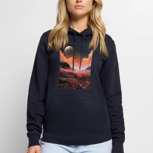 Moonlit Fantasy Flower Landscape - Men's Premium Hoodie