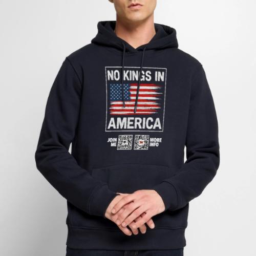 No Kings In America (white, front-facing) - Men's Premium Hoodie