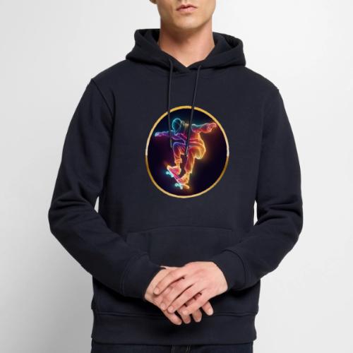 Skateboarding: Midnight Neon Skater - Men's Premium Hoodie
