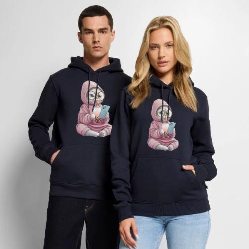 Cool Cat Bubble Tea Cartoon Design - Men's Premium Hoodie