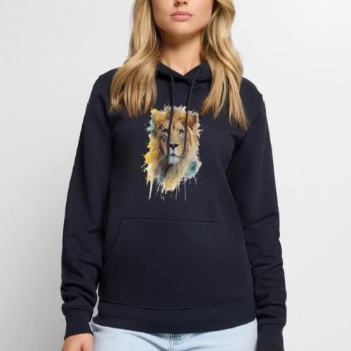 Watercolor Lion Portrait - Men's Premium Hoodie