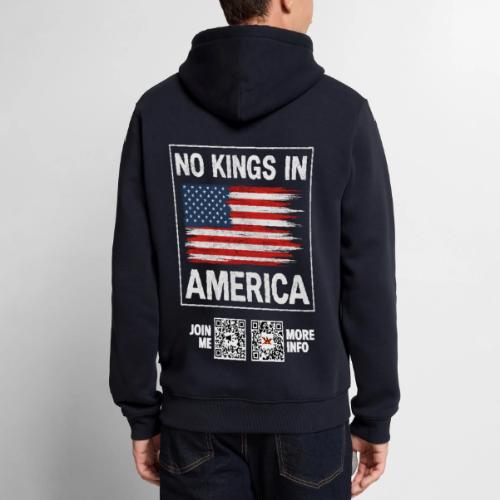 No Kings In America (white, back) - Men's Premium Hoodie