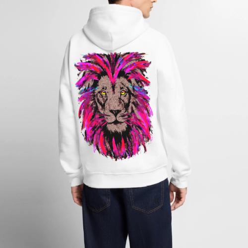 Purple Lion Head - Pink Lion Face Drawing - Men's Premium Hoodie