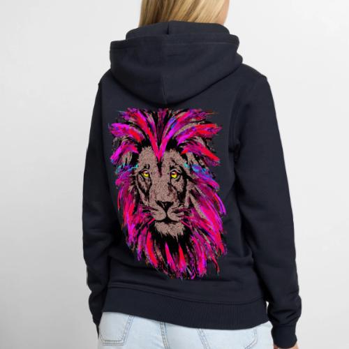 Purple Lion Head - Pink Lion Face Drawing - Men's Premium Hoodie