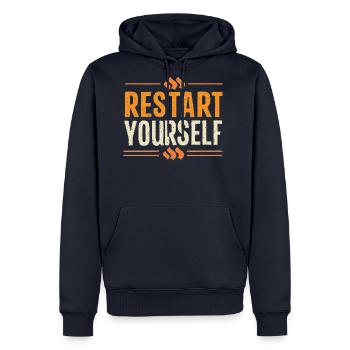 Restart Yourself - Men's Premium Hoodie - navy - Front - Nico (187cm) & Julia (174cm)