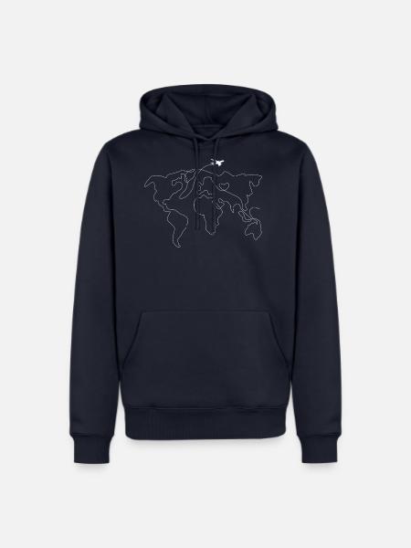 World Map Heart Flight - Men's Premium Hoodie - navy
