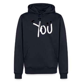 You Handwritten Script Logo - Men's Premium Hoodie - navy - Front - Nico (187cm) & Julia (174cm)