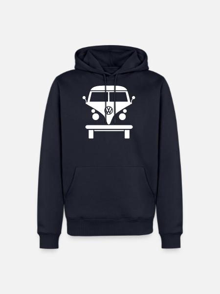 Volkswagen VW Bulli Front View White Outlines - Men's Premium Hoodie - navy