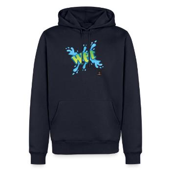 WET Design - Men's Premium Hoodie - navy - Front - Nico (187cm) & Julia (174cm)
