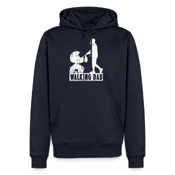 Walking Dad Stroller Silhouette - Men's Premium Hoodie - navy - Front - Nico (187cm) & Julia (174cm)