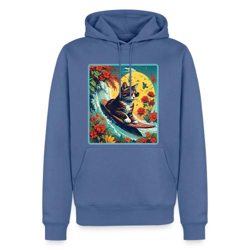 Kitten Surfing In Flowers - Men's Premium Hoodie