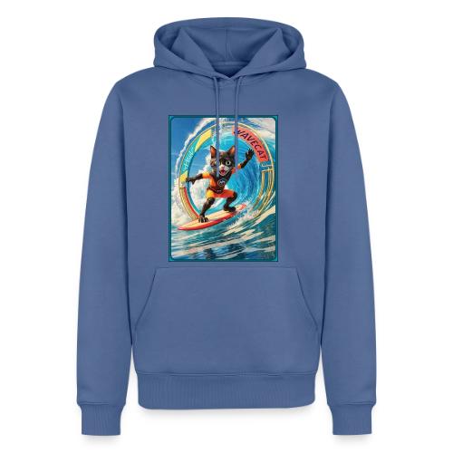 Wavecat Surfing A Wave Portal - Men's Premium Hoodie