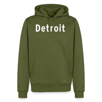 Detroit - Men's Premium Hoodie - khaki green  - Front - Nico (187cm) & Julia (174cm)
